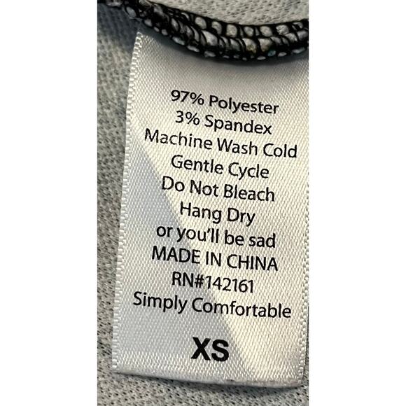 LULAROE SHORT SLEEVE TUNIC DRESS,WOMENS, XS, GREEN-ORANGE YELLOW ABSTRACT HI-LOW - Picture 10 of 10